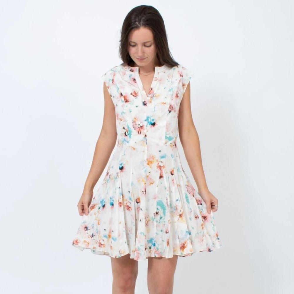 Rebecca Taylor Floral Silk Fit and Flare Dress | 6